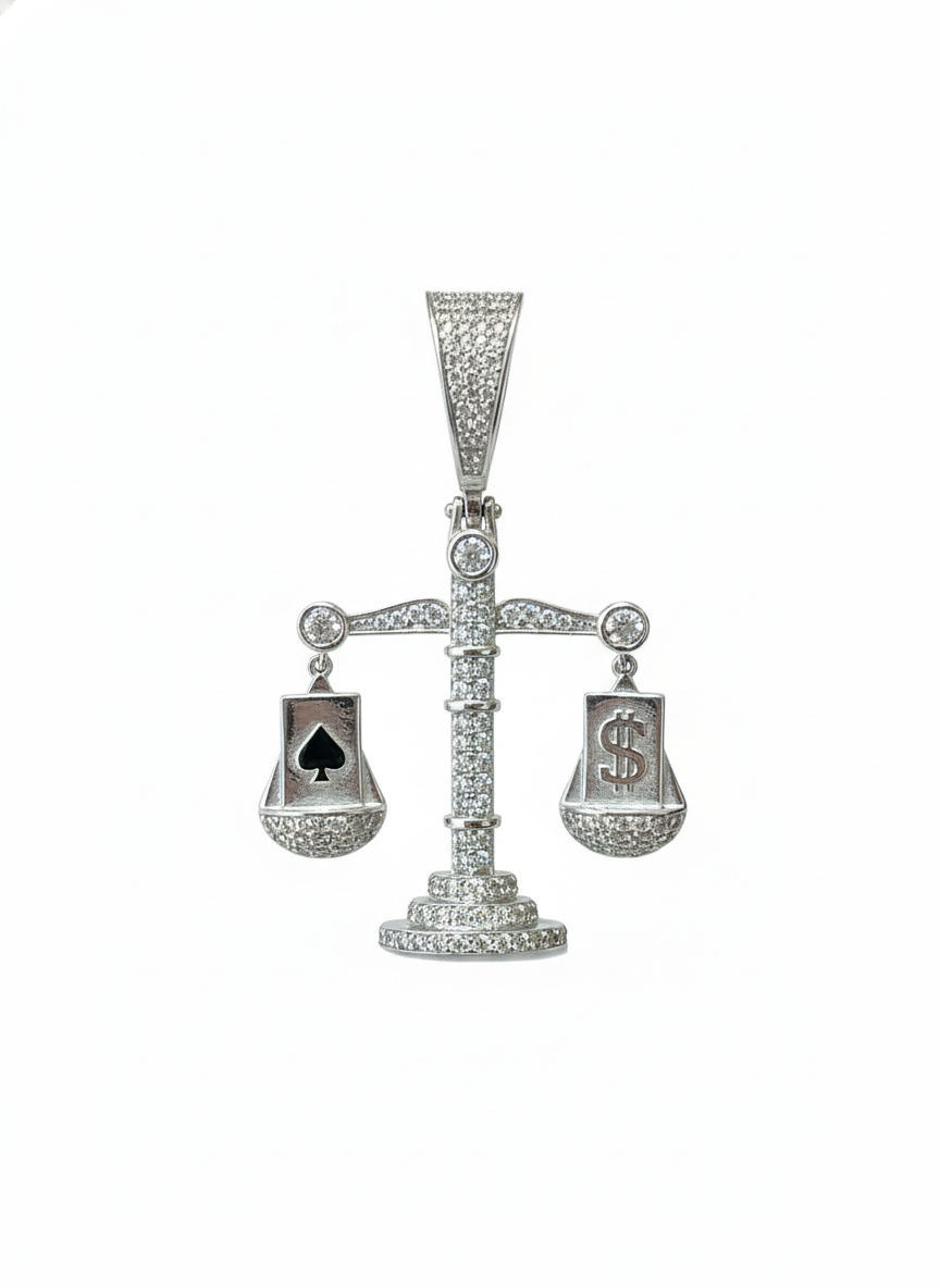 Sterling Silver Moissanite Libra Scale Charm