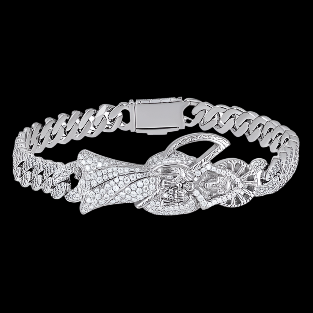 Sterling Silver Moissanite Grim Reaper Bracelet