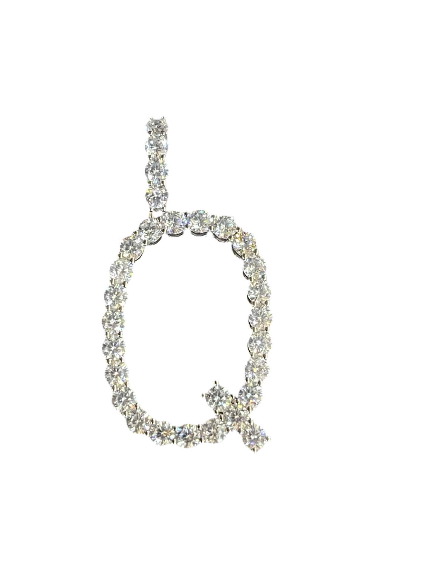 Sterling Silver Round CZ Initial Q