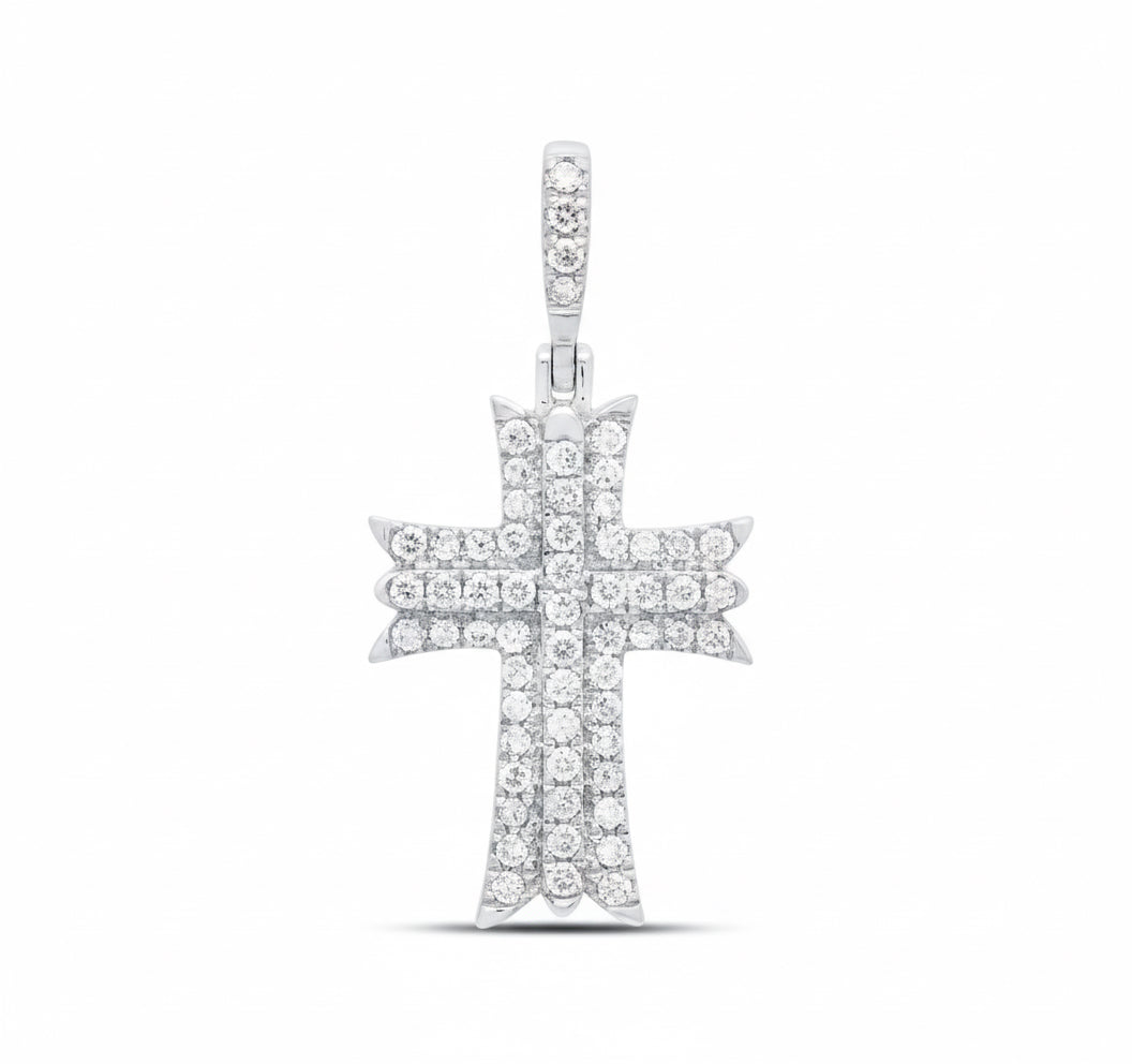 1/2 CTW natural diamond P1 cross pendant in 10K white gold