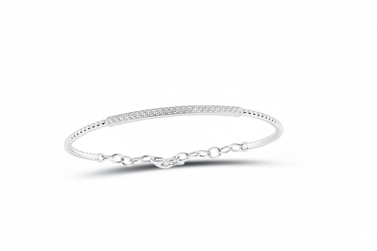 1/3 CTW natural diamond bangle in 14k white gold, 60x50mm size