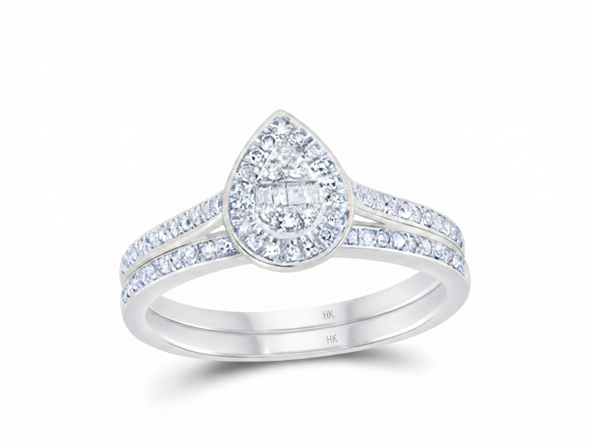 1/3 CTW Natural Diamond Pear Bridal Set in 10K Gold