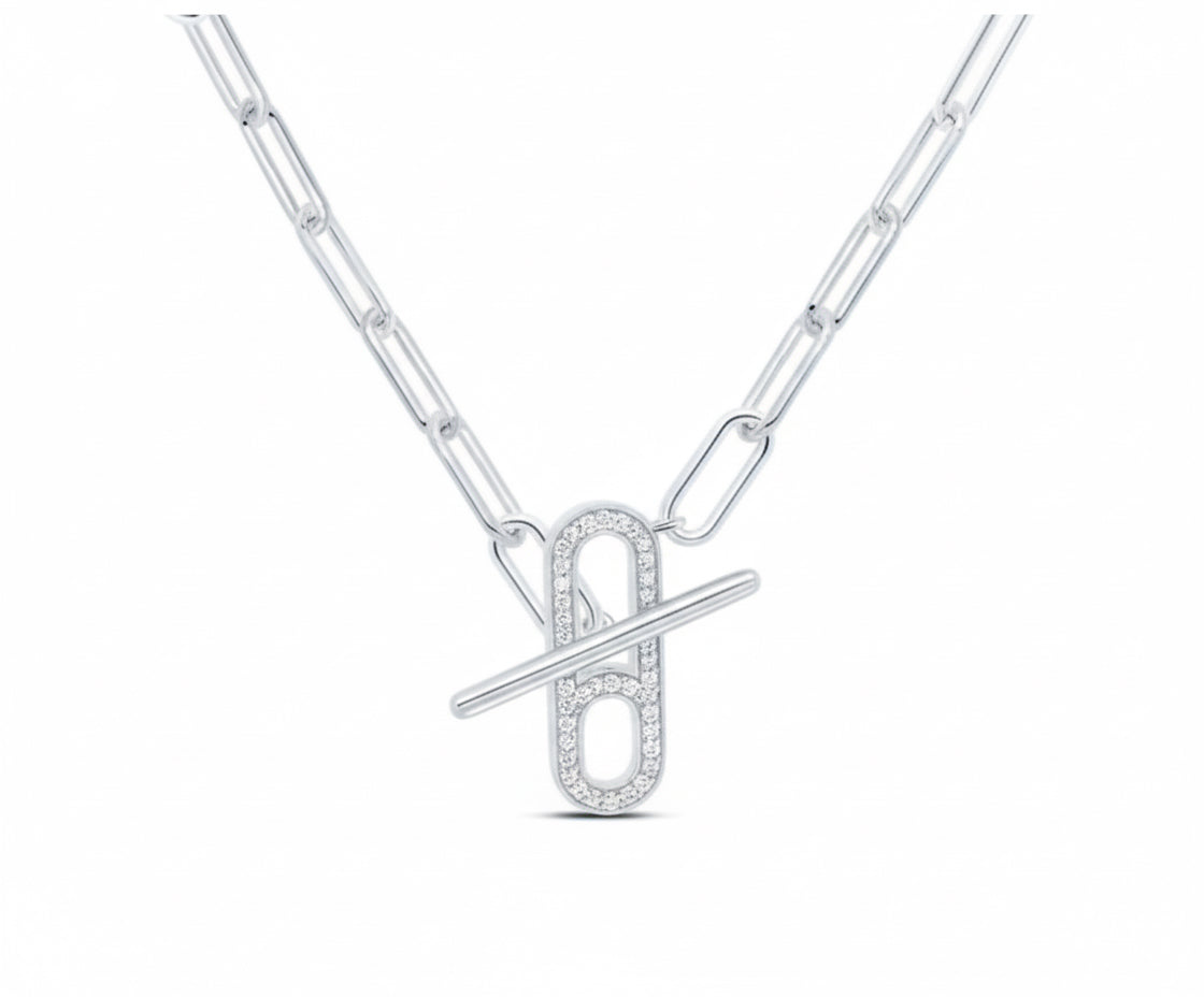 1/6 CTW Natural Diamond Paperclip Necklace