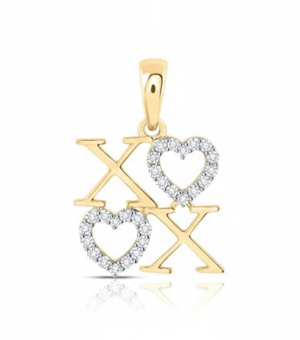 1/8 CTTW diamond Hugs & Kisses pendant in 10K yellow gold with 18-inch chain