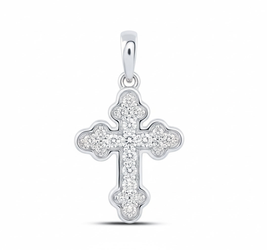 1/8 CTW natural diamond gift cross pendant in 10K white gold