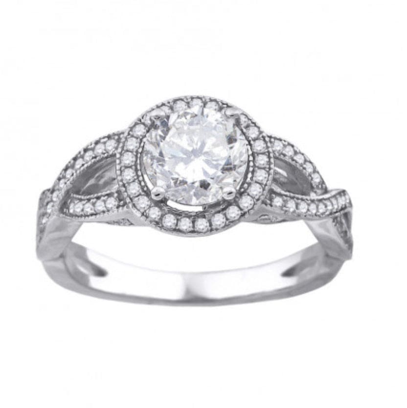 Sterling Silver Cubic Zirconia Infinity Shank Engagement Ring