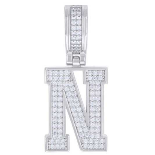 Sterling Silver “N” Initial Moissanite Charm