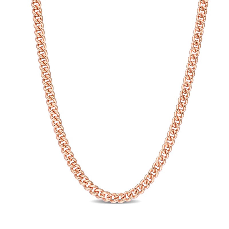 Sterling Silver Rose Gold Rhodium 6.7MM Cuban Chain