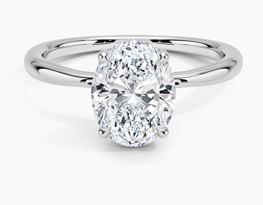 1.00 CT Oval Moissanite Engagement Ring in Sterling Silver – Pinched Shank