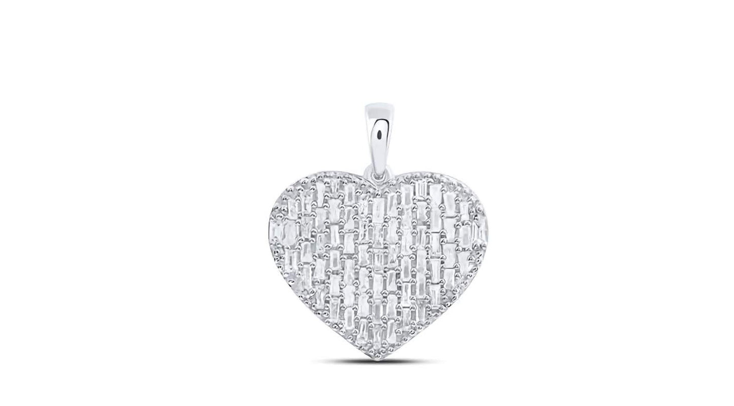 10K Baguette Diamonds Heart Pendant