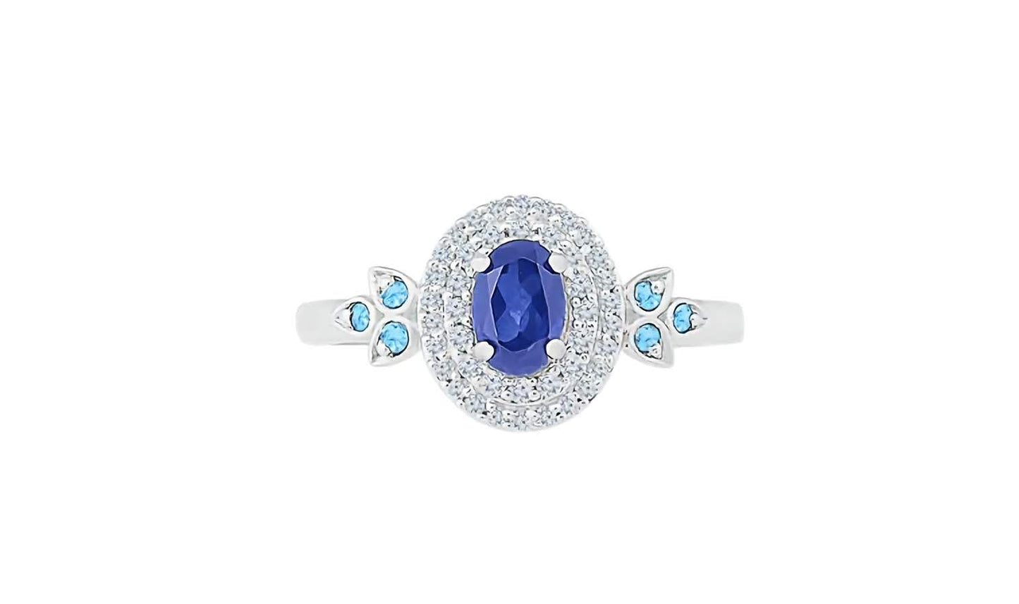 10K Blue Sapphire Topaz Diamond Ring