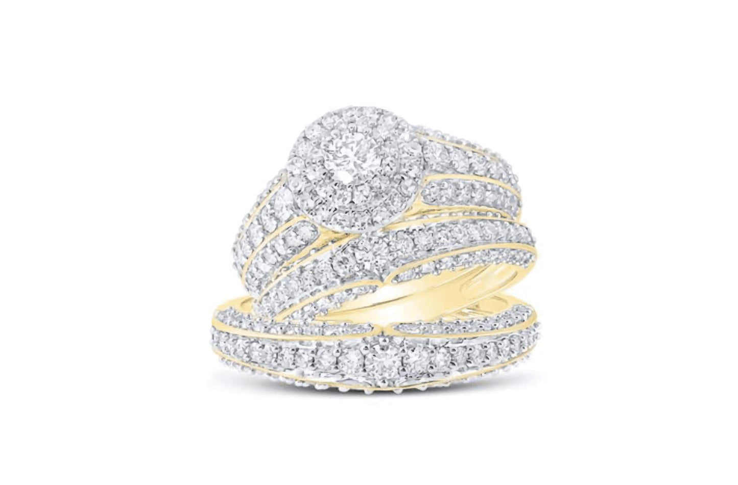 10K gold diamond bridal trio ring set with 2 3/8 carat total weight