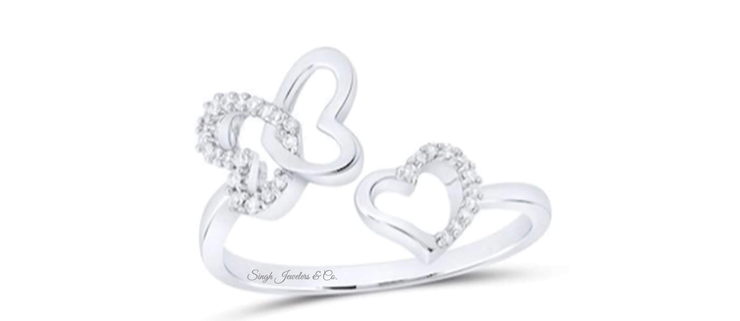 10K Butterfly Hearts 1/10 Cttw Diamond Ring
