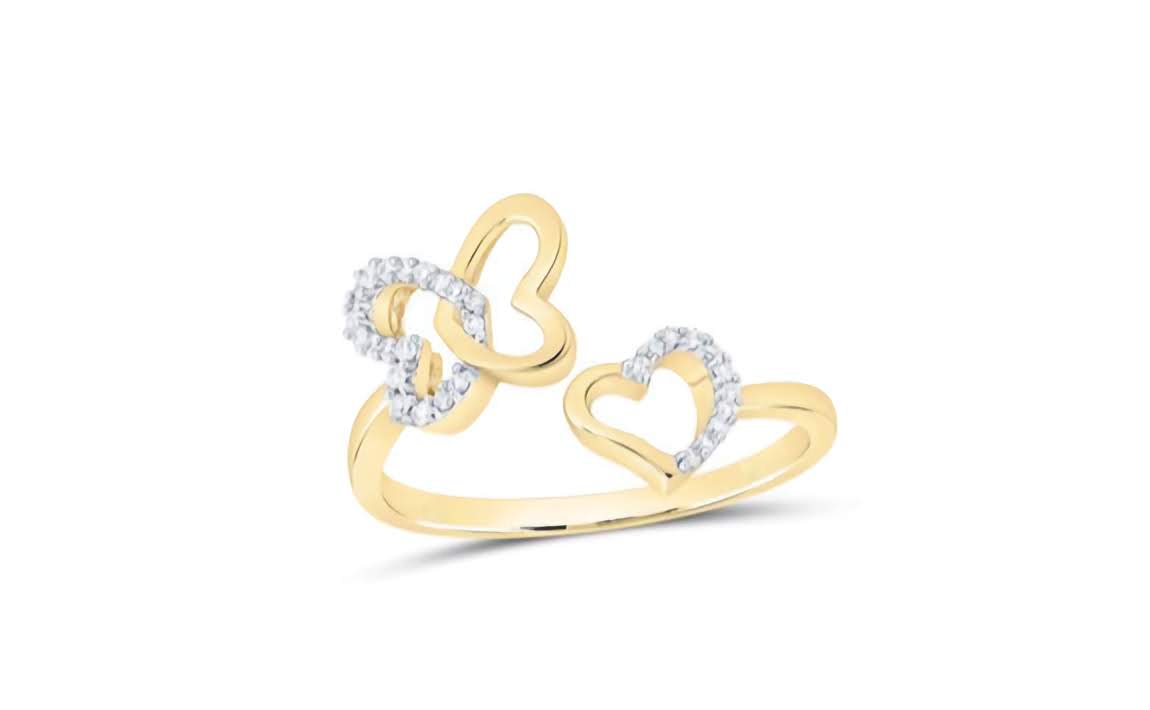 10K Butterfly Hearts 1/10 Cttw Diamond Ring