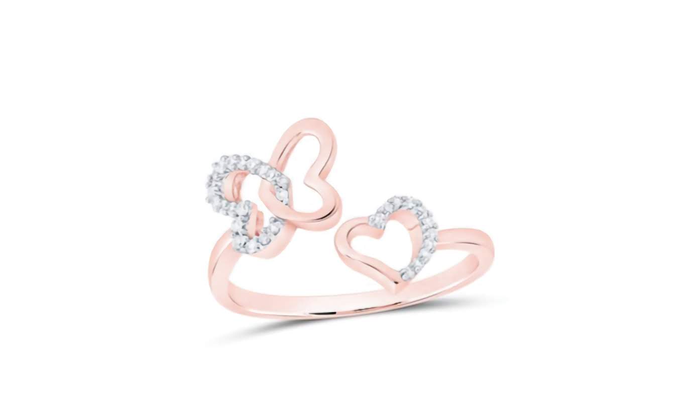 10K Butterfly Hearts 1/10 Cttw Diamond Ring