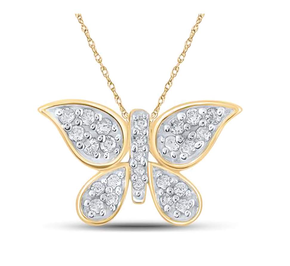 10K Butterfly 1/6 Cttw Diamond Pendant