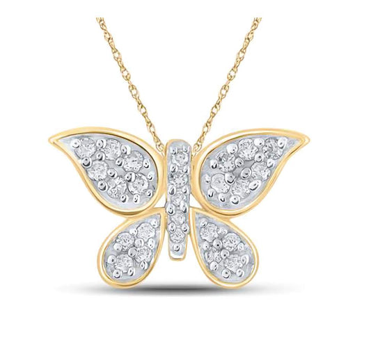 10K Butterfly 1/6 Cttw Diamond Pendant