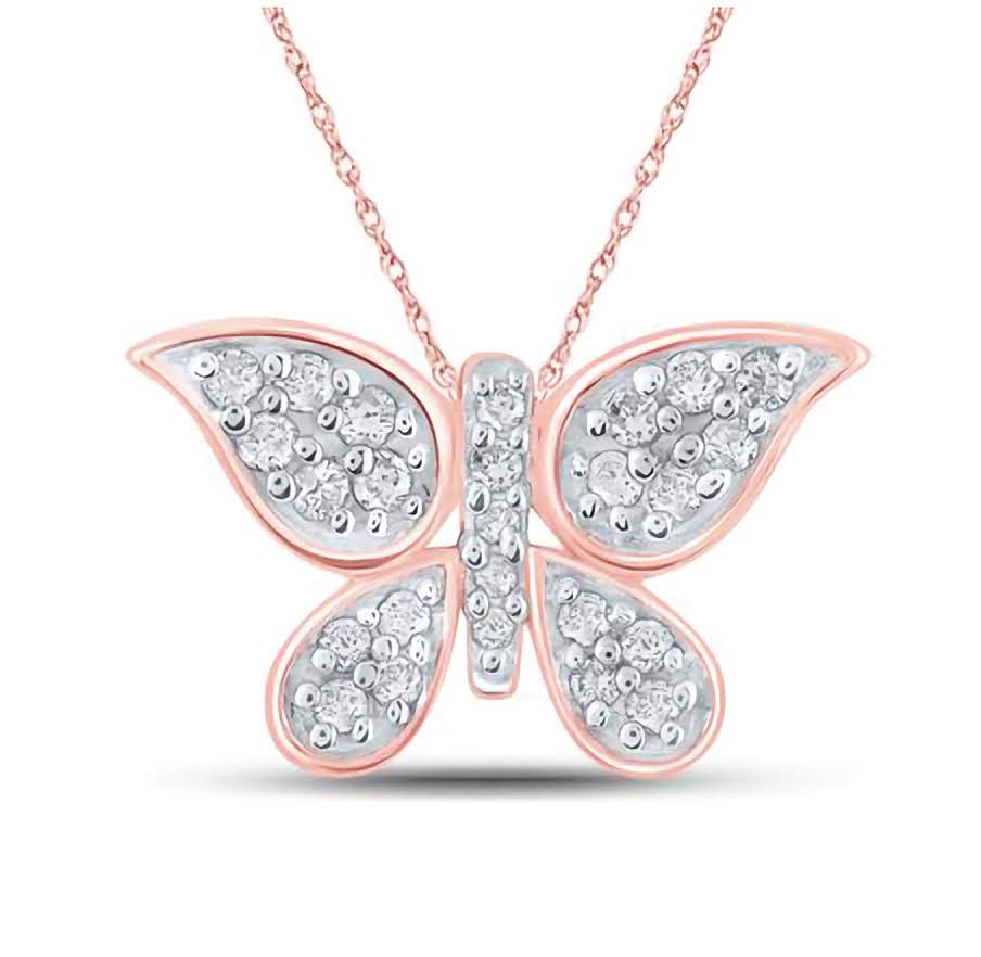 10K Butterfly 1/6 Cttw Diamond Pendant