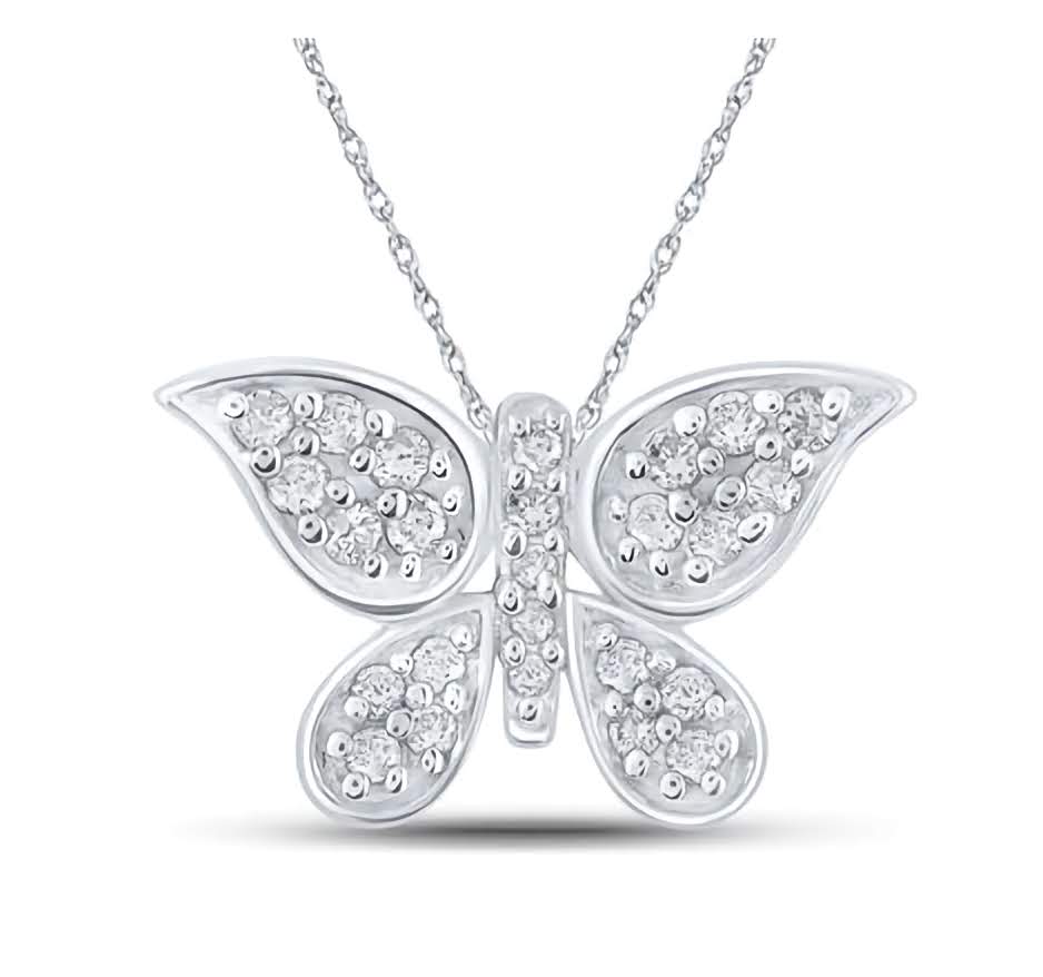 10K Butterfly 1/6 Cttw Diamond Pendant
