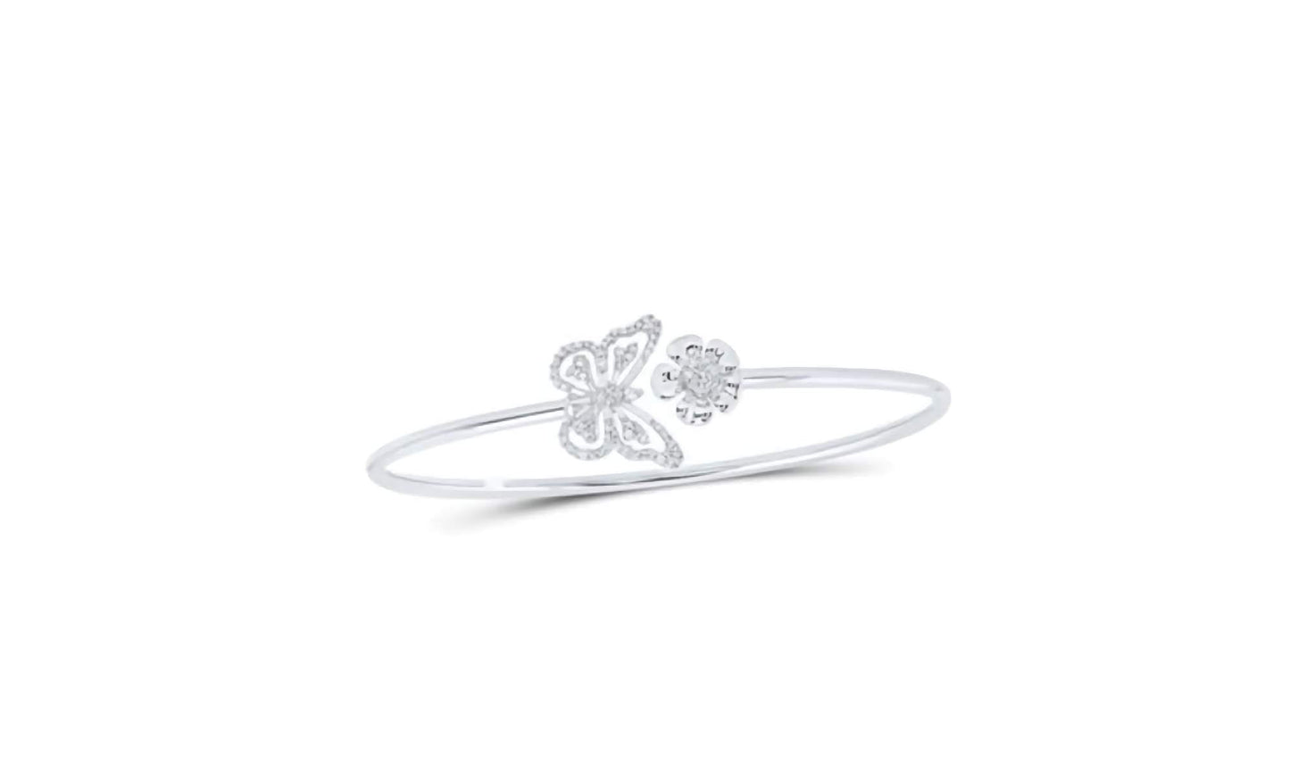 10K Butterfly & Flower Diamond Bangle