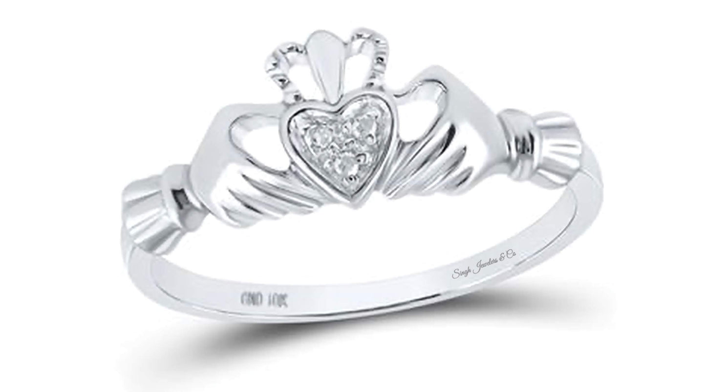 10K Claddagh Diamond Ring
