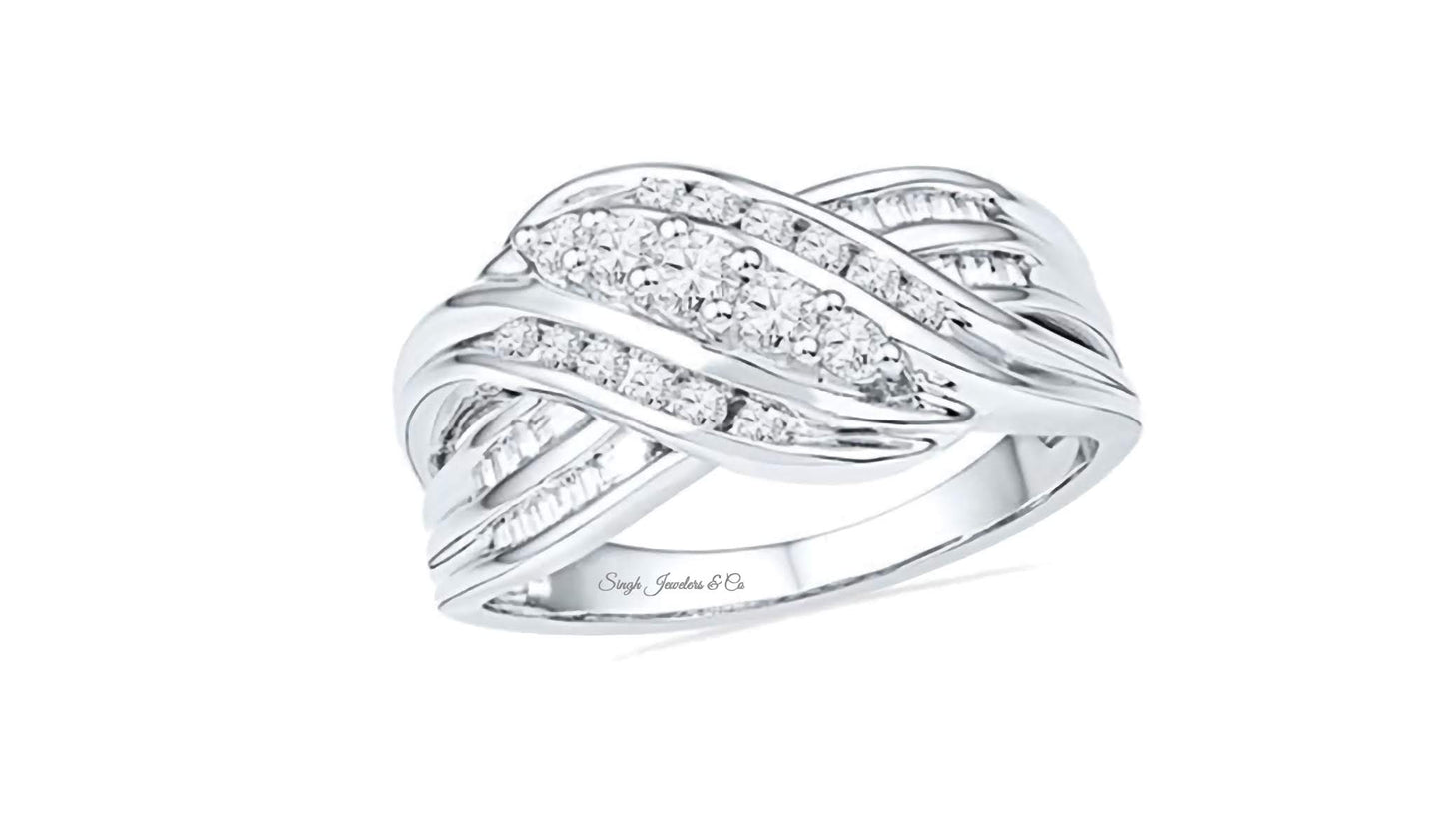 10K Crossover 5-Stone Dia Band Ring