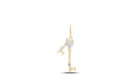 10K Diamond Keys Set Pendant