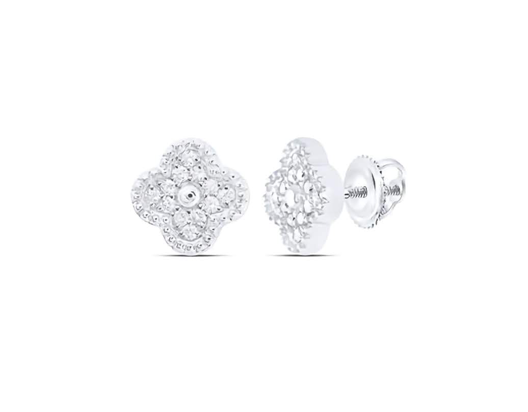 10K Gold 1/6 Cttw Diamond Clover Studs
