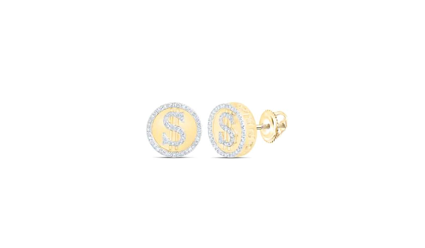 10K Dollar Sign 1/2 Cttw Diamond Earrings