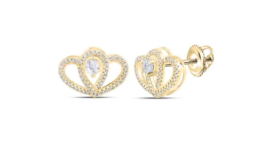 10K Double Hearts Earrings