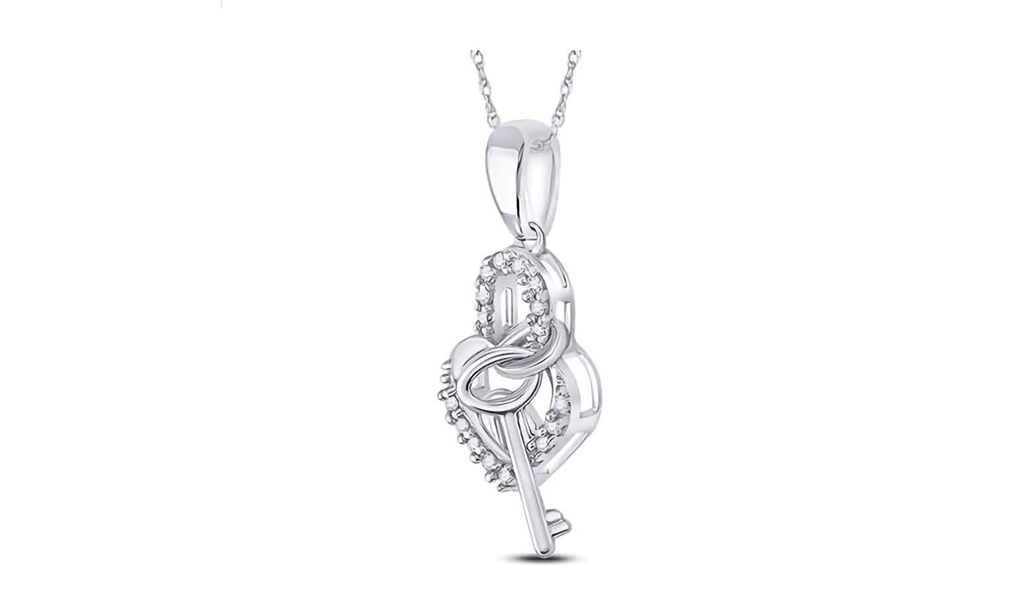 10K Heart Lock Key Diamond Charm