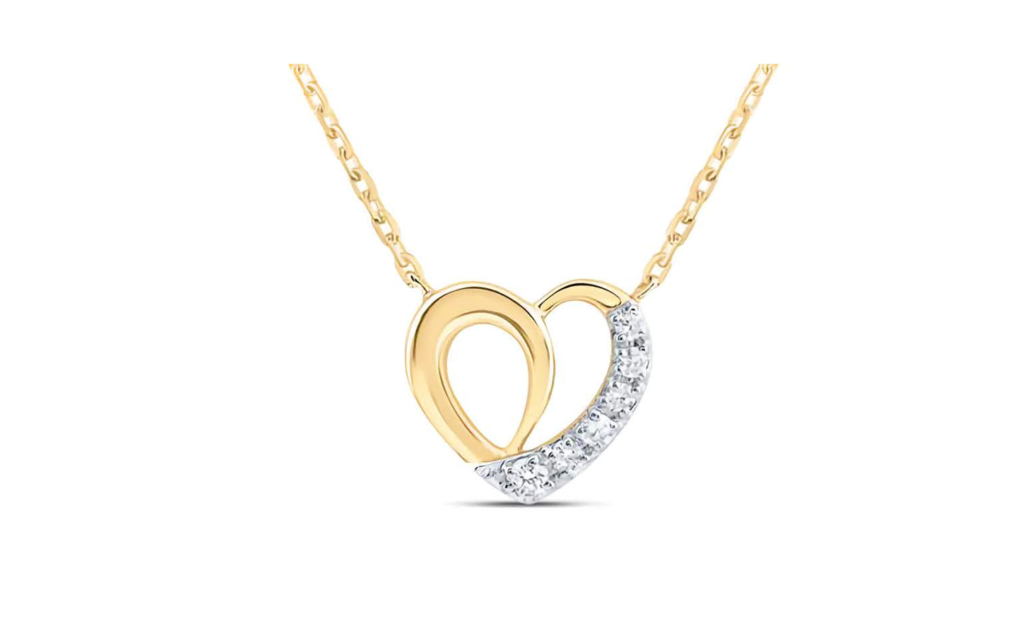 10K Heart Round Diamond Necklace