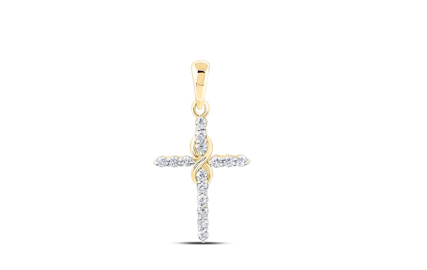 10k Gold Infinity Diamond Cross Pendant – 1/6 CTTW