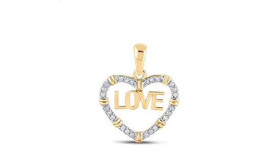 10K One Love Heart Round 1/6 Cttw Diamonds Charm