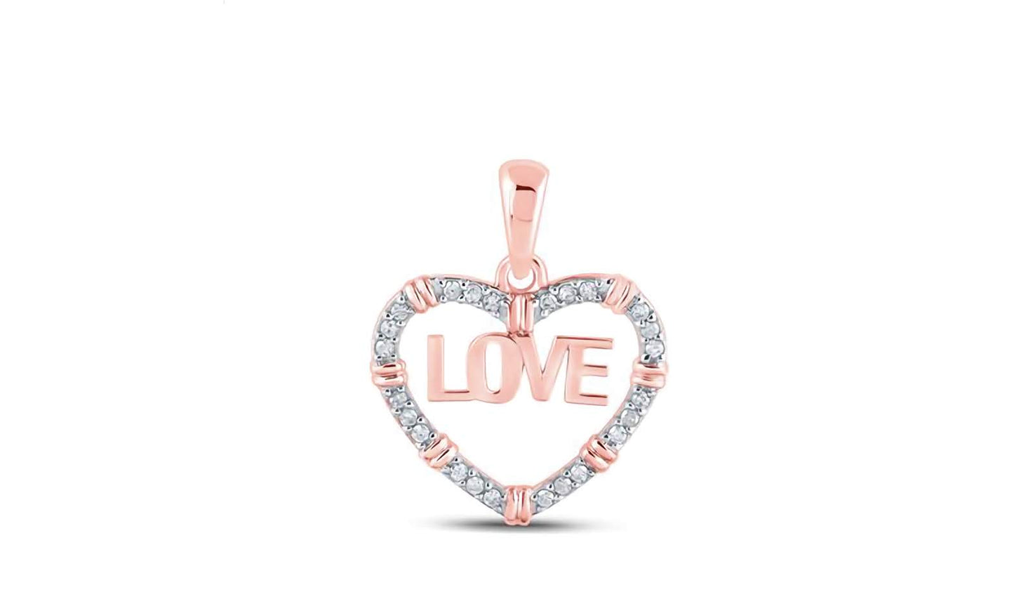 10K One Love Heart Round 1/6 Cttw Diamonds Charm
