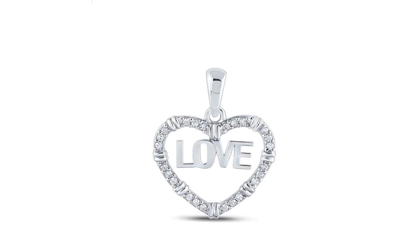 10K One Love Heart Round 1/6 Cttw Diamonds Charm