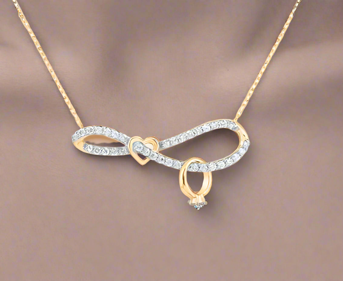 Infinity Promise 10k Diamond Necklace 18 Inches with 1/4 Cttw