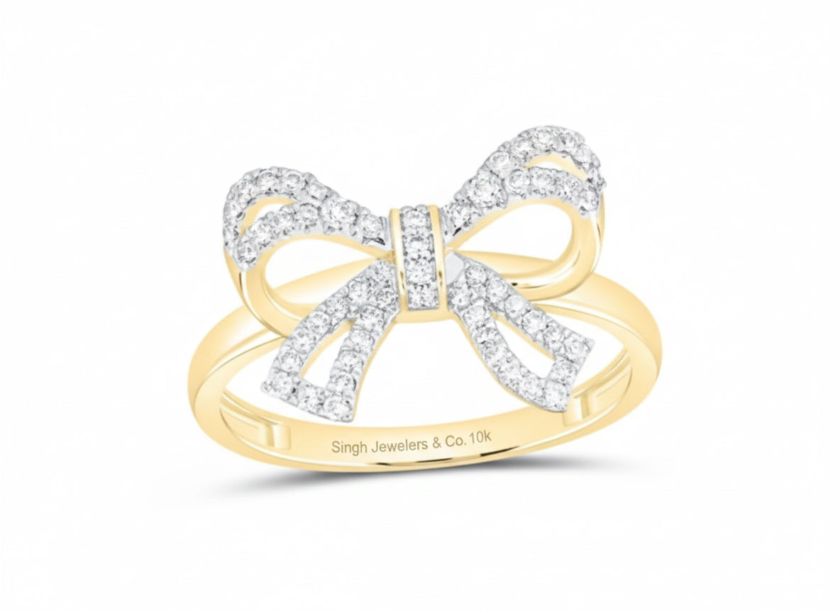 10K diamond bow ring with 1/3 CTW diamonds