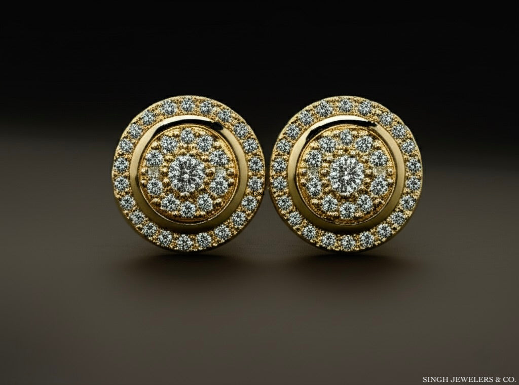 Pair of 10K gold diamond earrings with secure backing