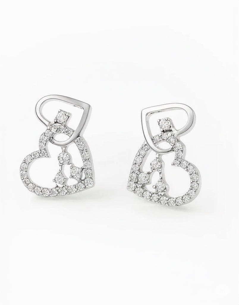 10K gold heart-shaped earrings with 1/2 carat diamonds