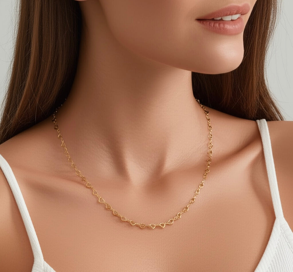 10k gold intertwined hearts necklace, romantic jewelry for women, elegant gift