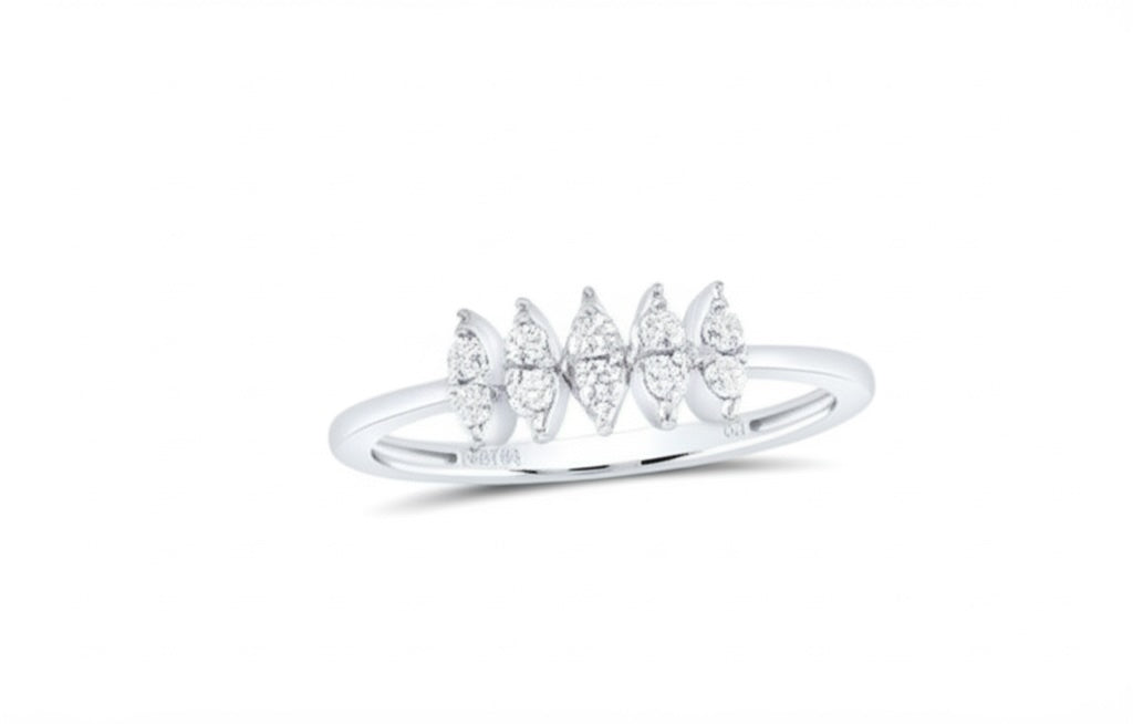 10k gold marquise diamond ladies ring with 1/6 carat sparkling diamonds, elegant jewelry for women