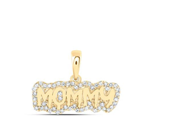 10K gold mommy pendant with 1/5 Cttw diamonds and 18 inch chain