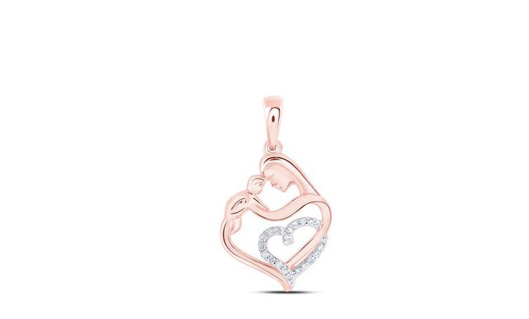 10K gold mother-child diamond pendant with 1/12 cttw for moms
