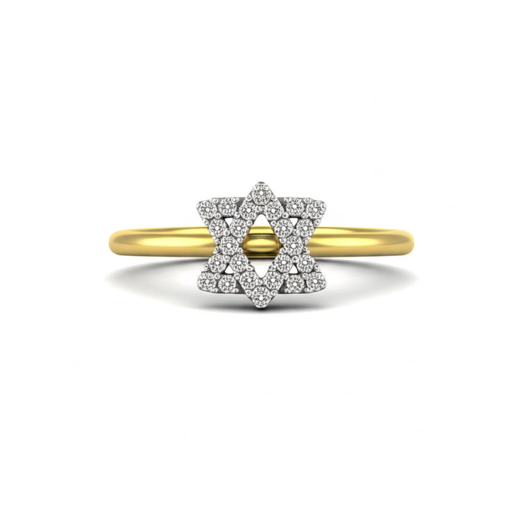 10K gold ladies ring featuring a 6-point Star of David with diamonds