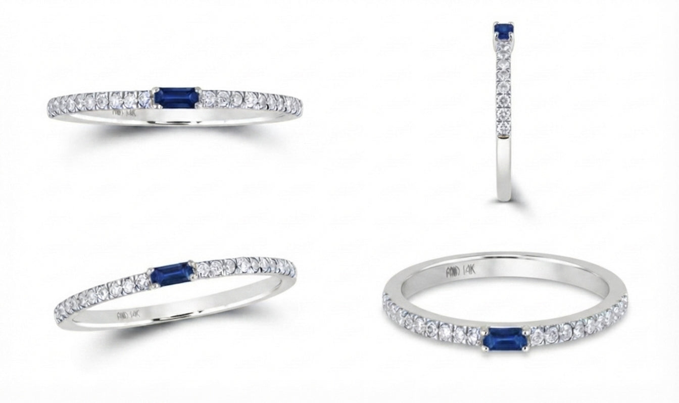 Elegant Blue Sapphire Diamond Band Ring