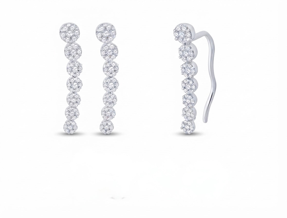 Round diamond climber earrings with 1/2 CTTW diamond weight