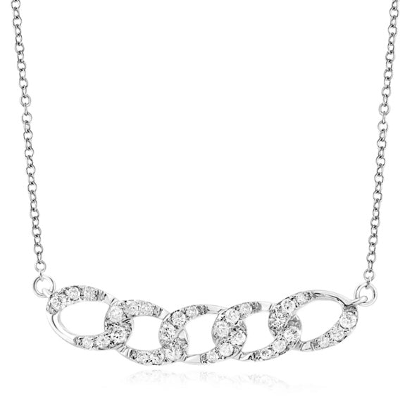 10K White Gold Diamond Cuban Chain Necklace – 1/4 CTTW, 18 Inches