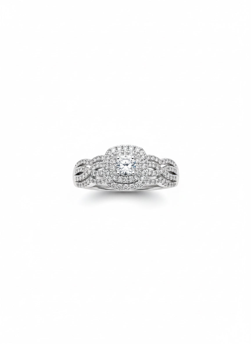 Elegant white gold engagement ring with sparkling diamonds