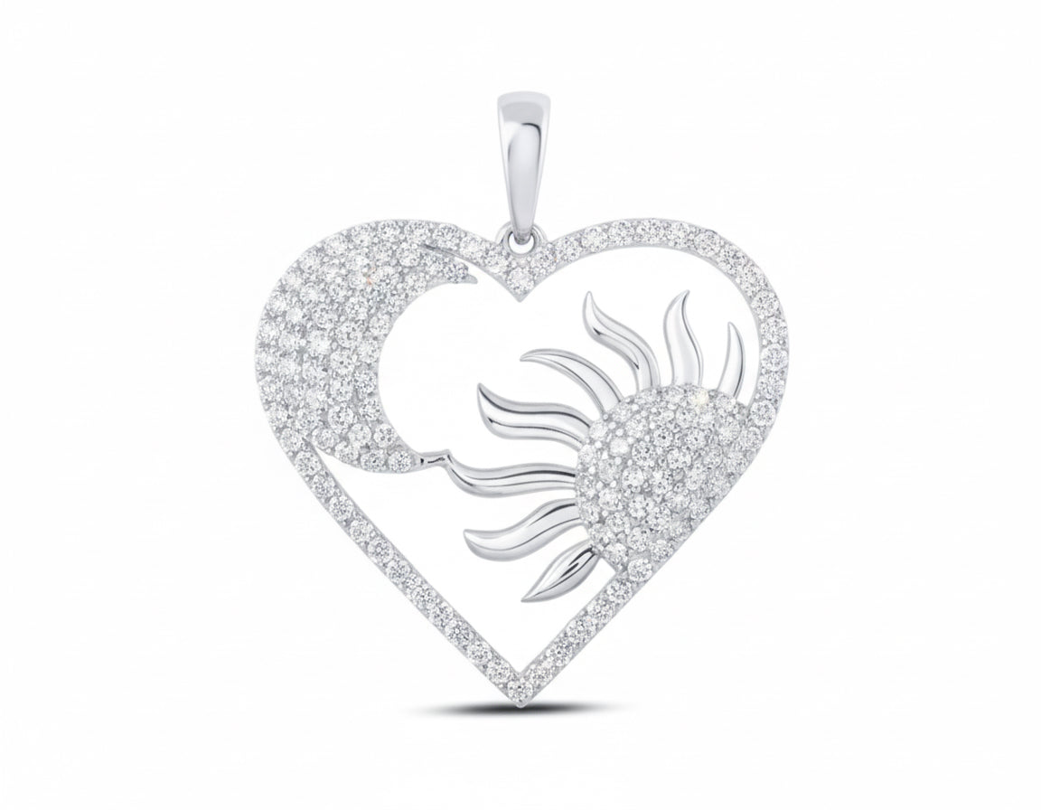 10k Sun Moon 1 Cttw Diamond Heart Ladies Charm